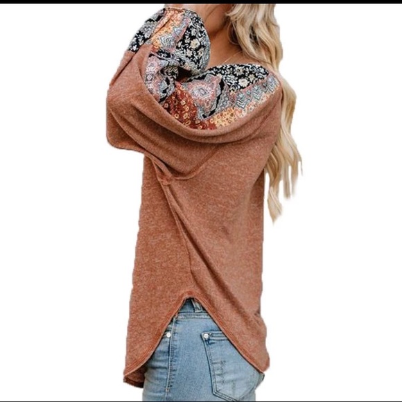 1 Left! HP!!! 🎉Rust Top w/Partial Paisley Sleeves - Picture 4 of 4